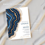 Blue Watercolor Wedding Invitation Template