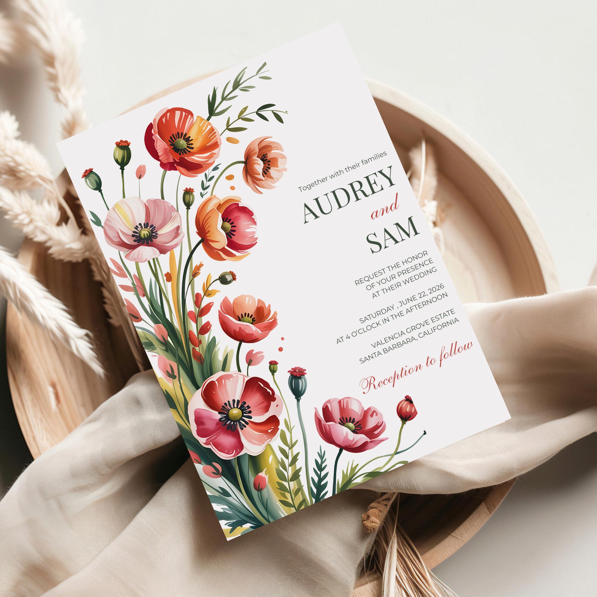Poppy Wedding Invitation Set