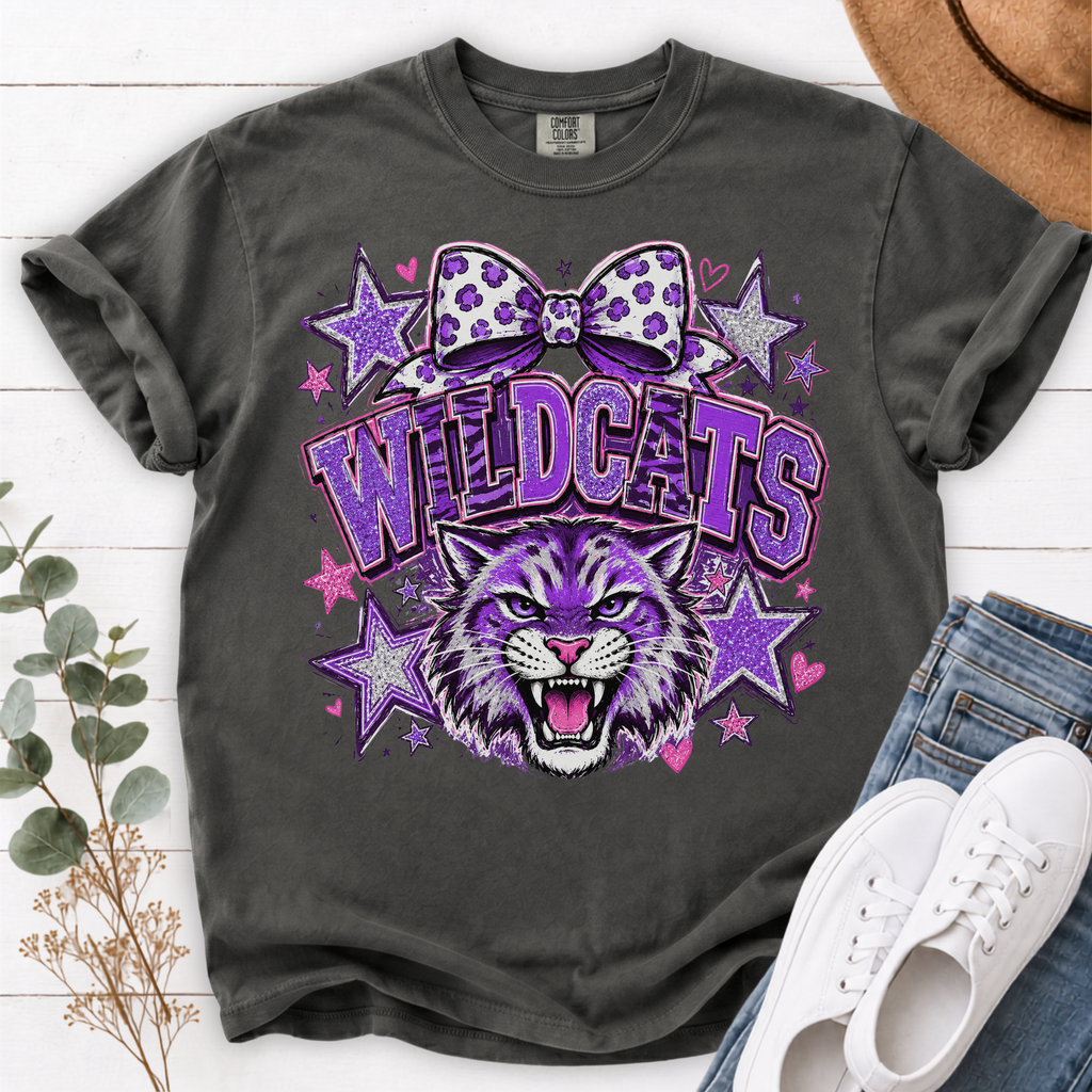 Purple Wildcats Coquette Mascot Shirt