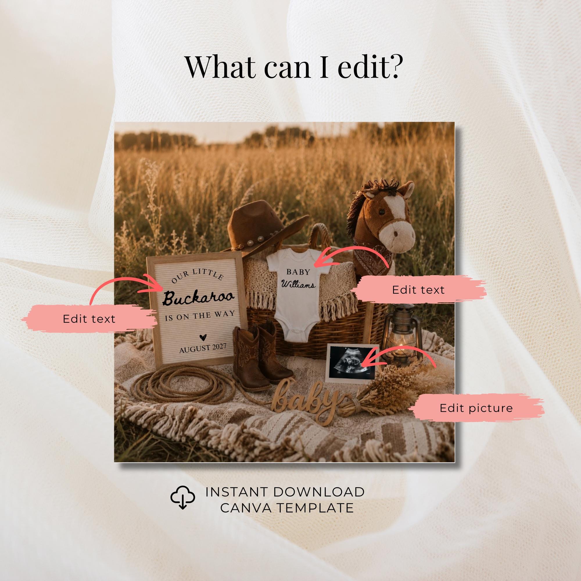 Digital Cowboy Pregnancy Digital Announcment Template