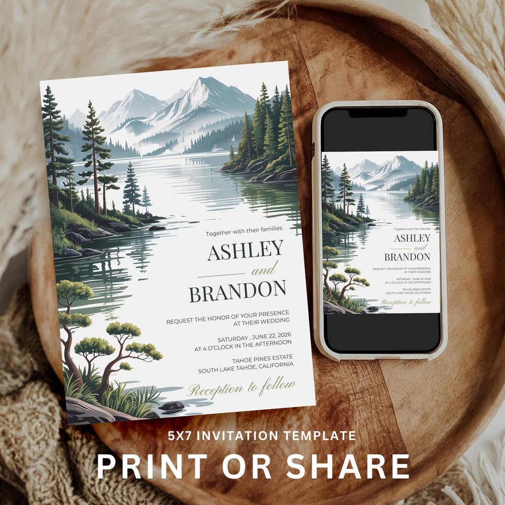Mountain Wedding Invitation Template