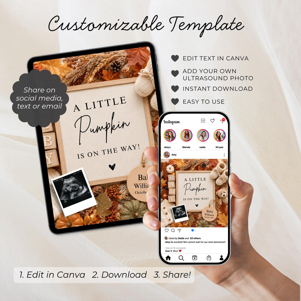 Digital Fall Pregnancy Announcment Template