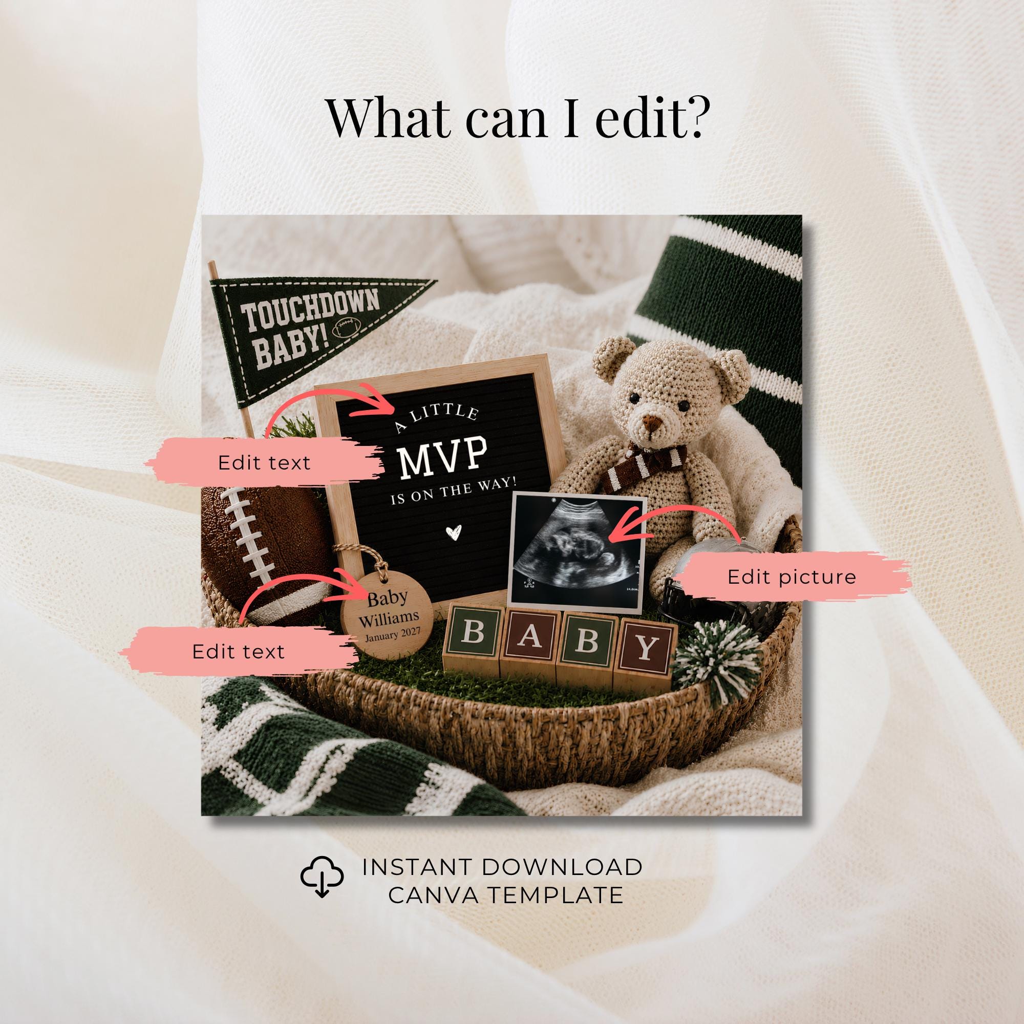 Digital Football Pregnancy Announcment Template