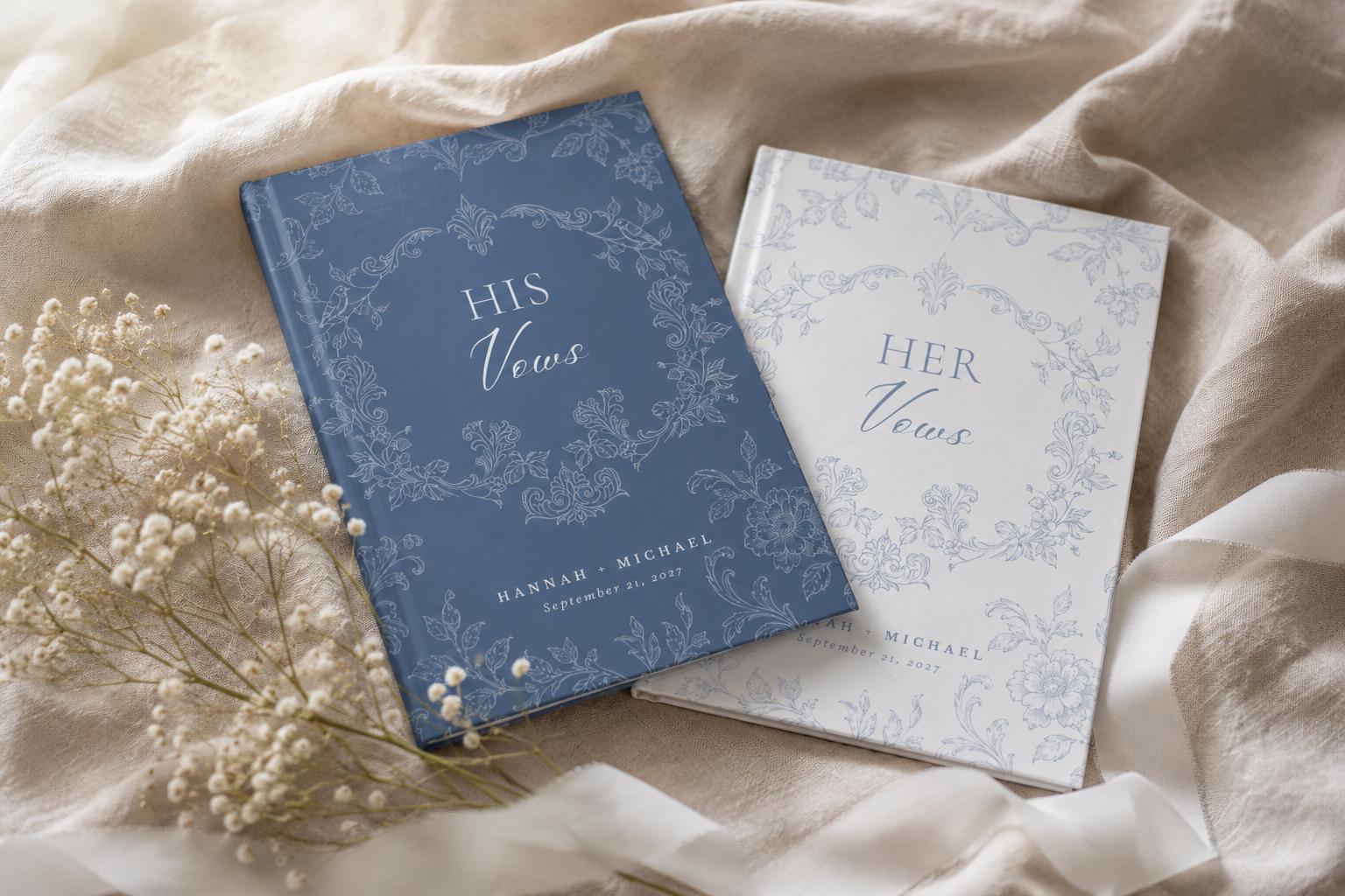 Personalized Toile Wedding Vow Book