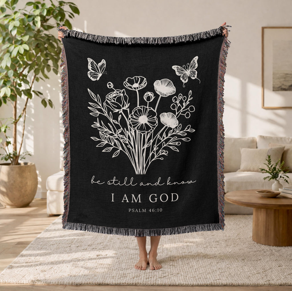 Floral Christian Blanket Be Still and Know I Am God Psalm 46:10 Faith Gift for Women Mom Grandma Scripture Throw Comfort Healing Gift