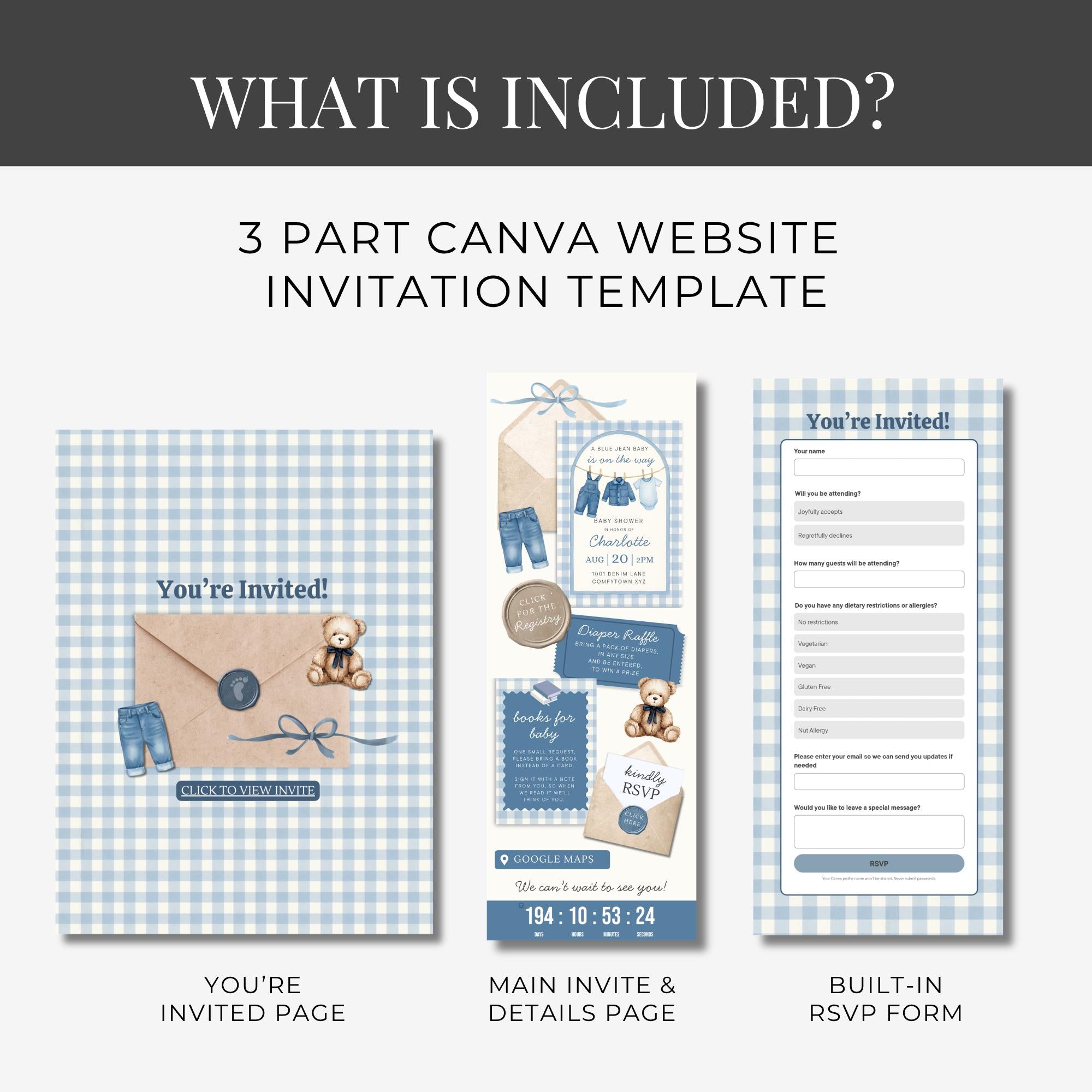 Blue Jean Baby Shower Website Invitation