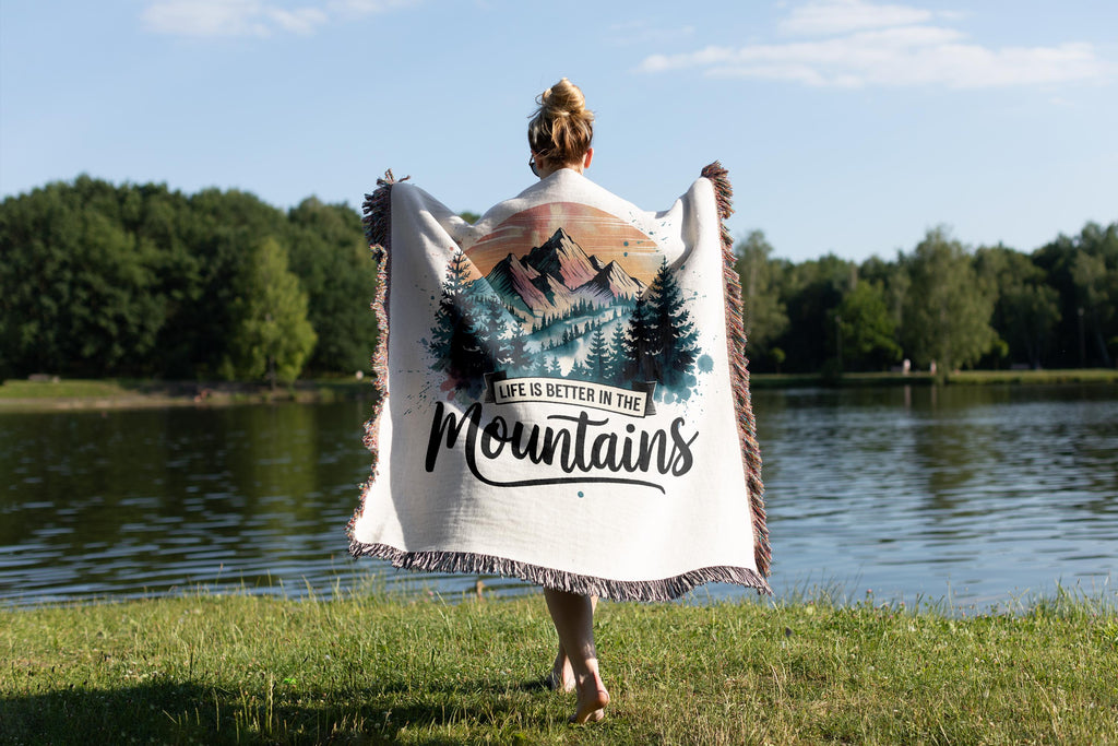 Life is Better in the Mountains Woven Blanket