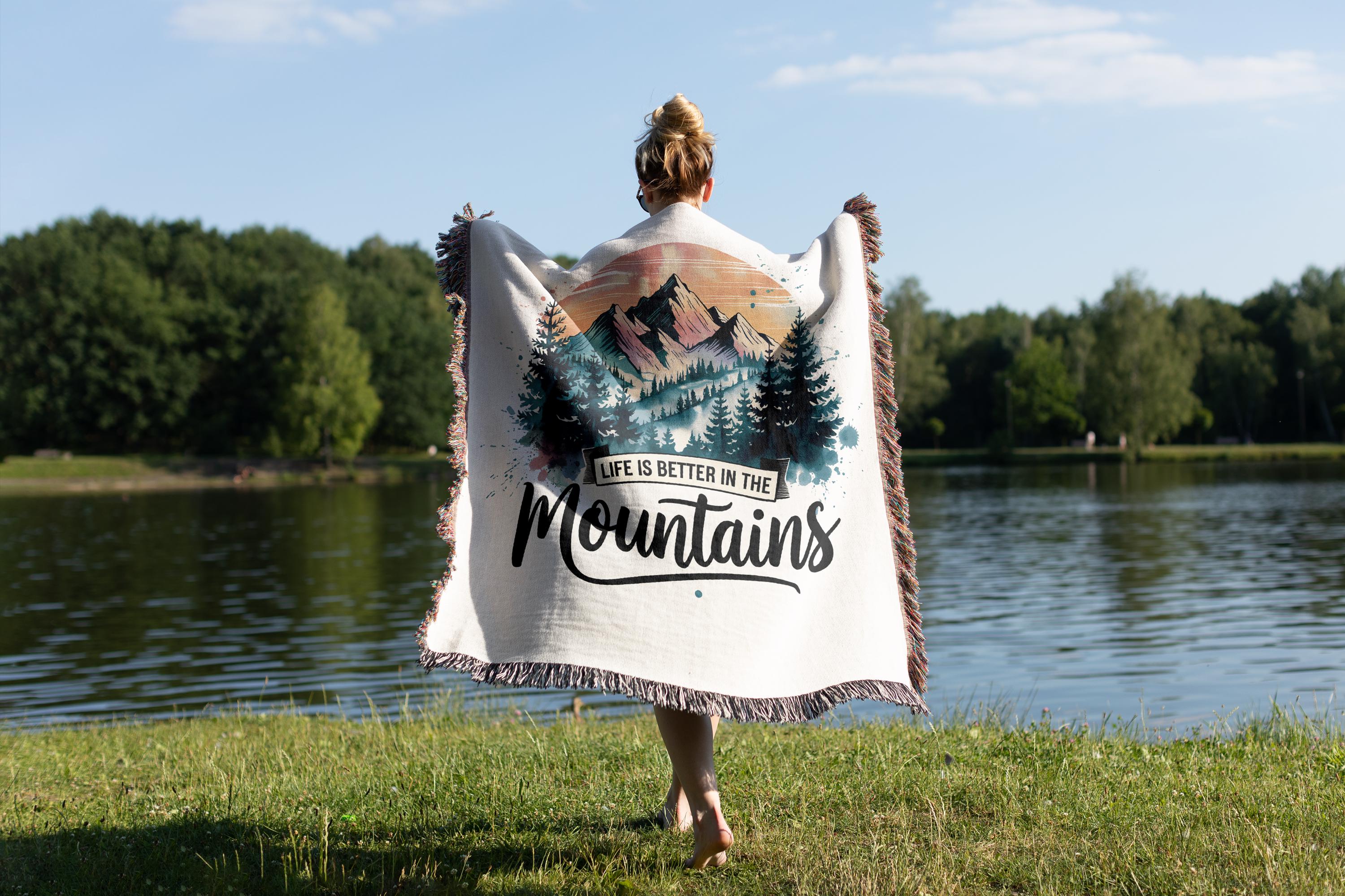 Life is Better in the Mountains Woven Blanket