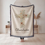 Personalized Baptism Blanket with Floral Cross