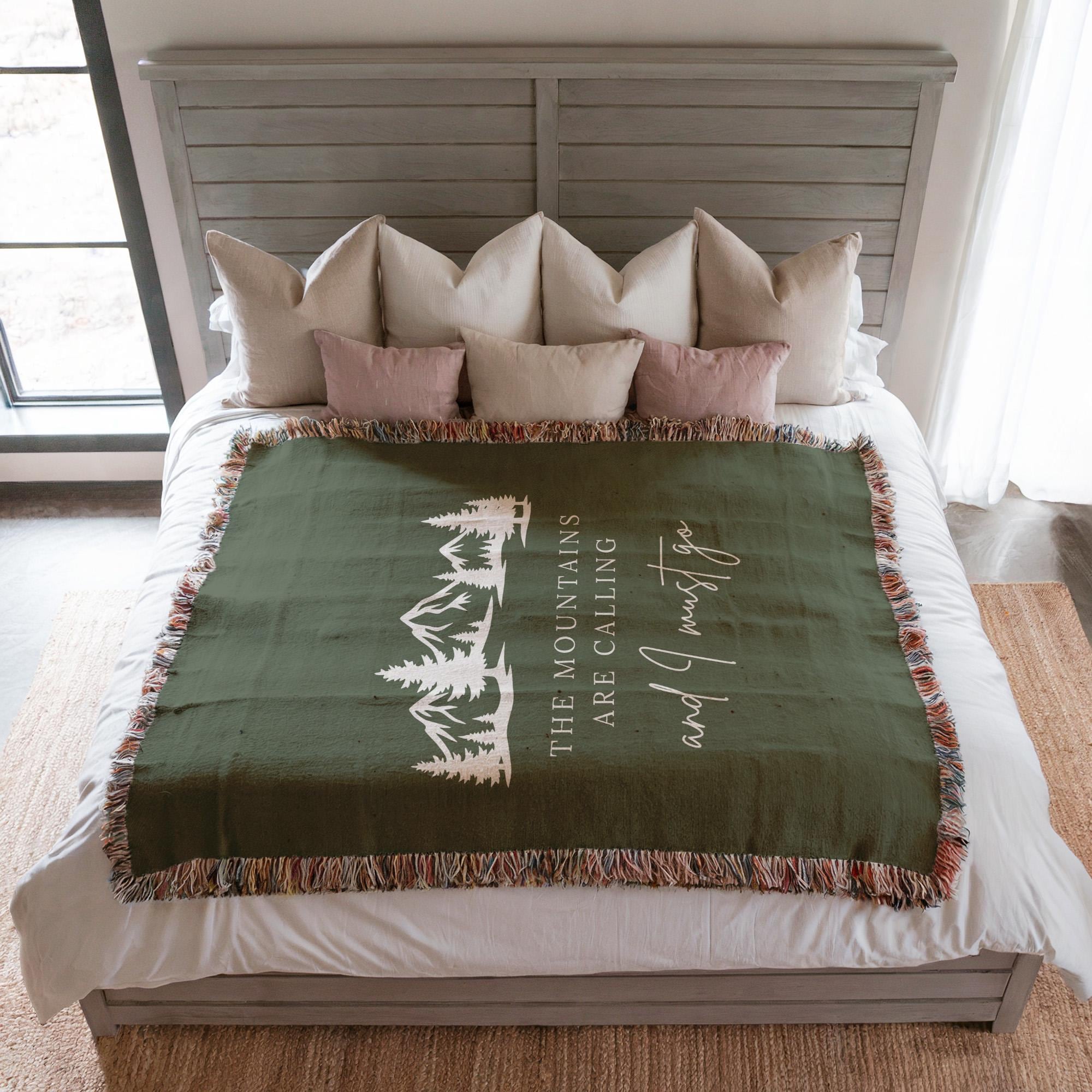 The Mountains Are Calling Woven Blanket