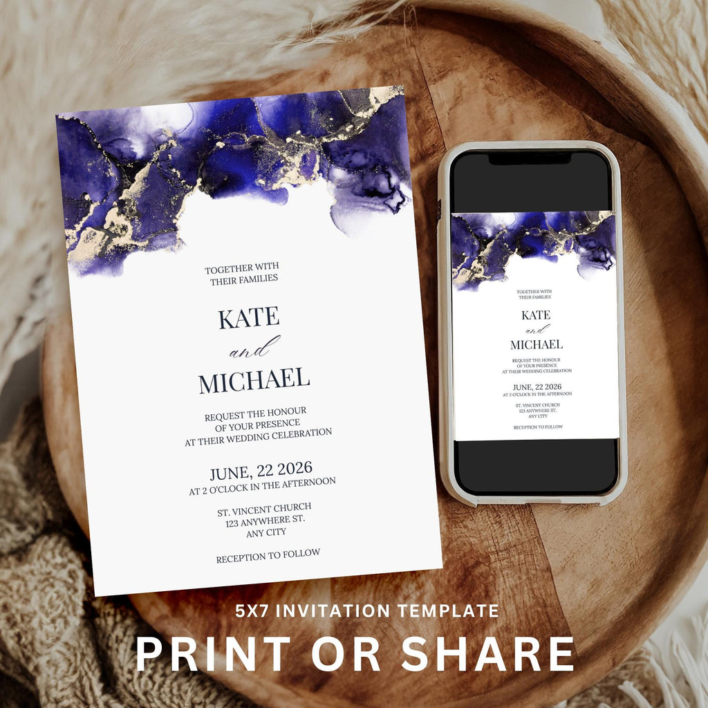 Navy Wedding Invitation Suite
