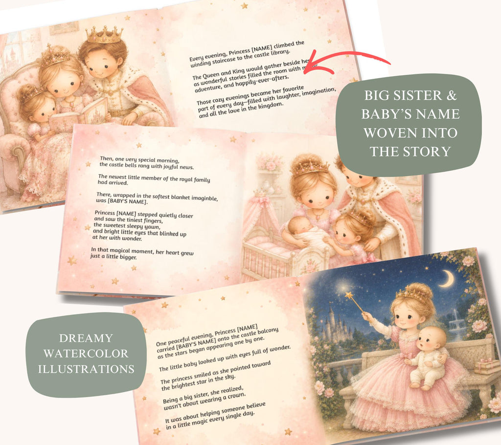 Personalized Princess Big Sister Book