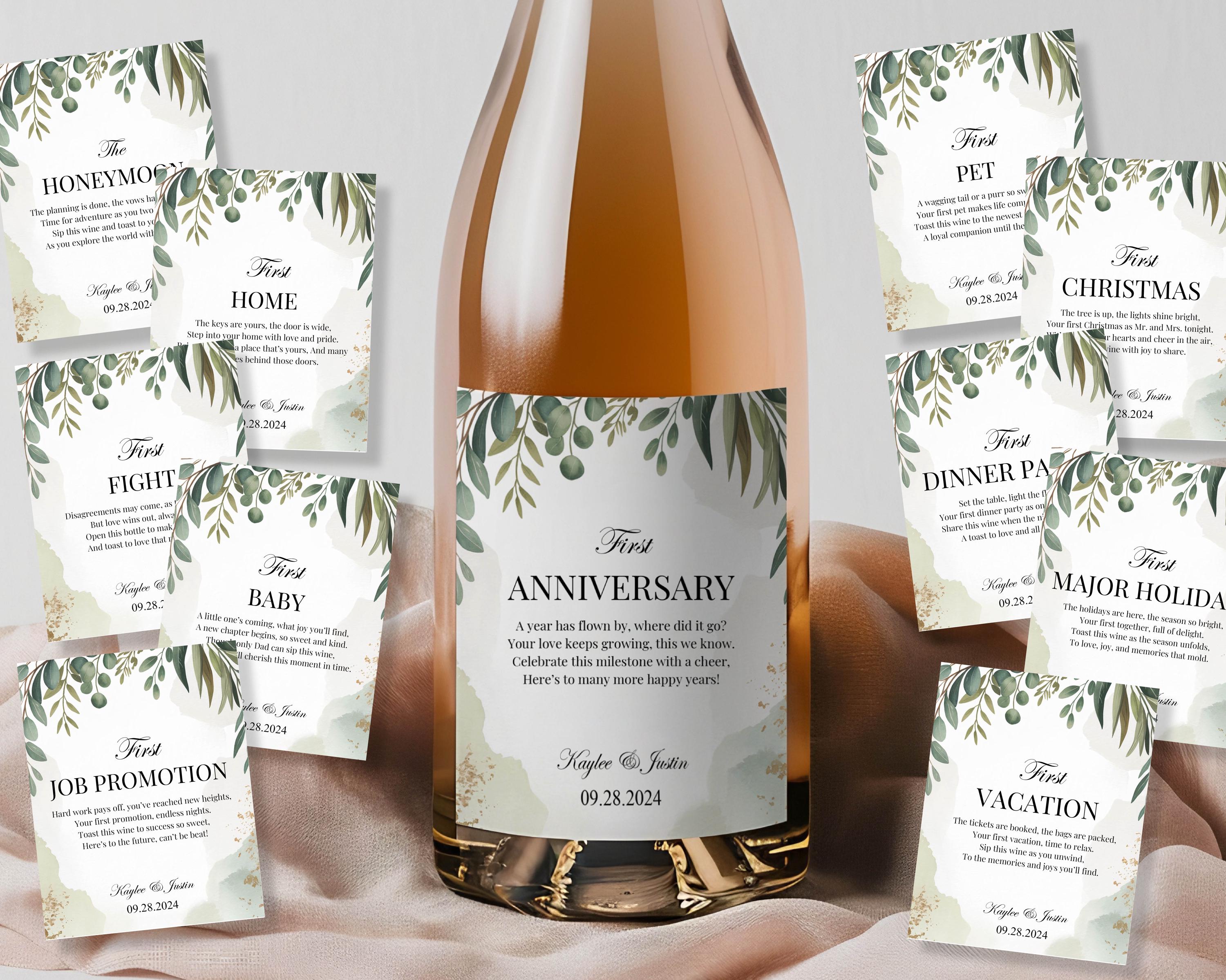 Greenery Wedding Wine Bottle Labels