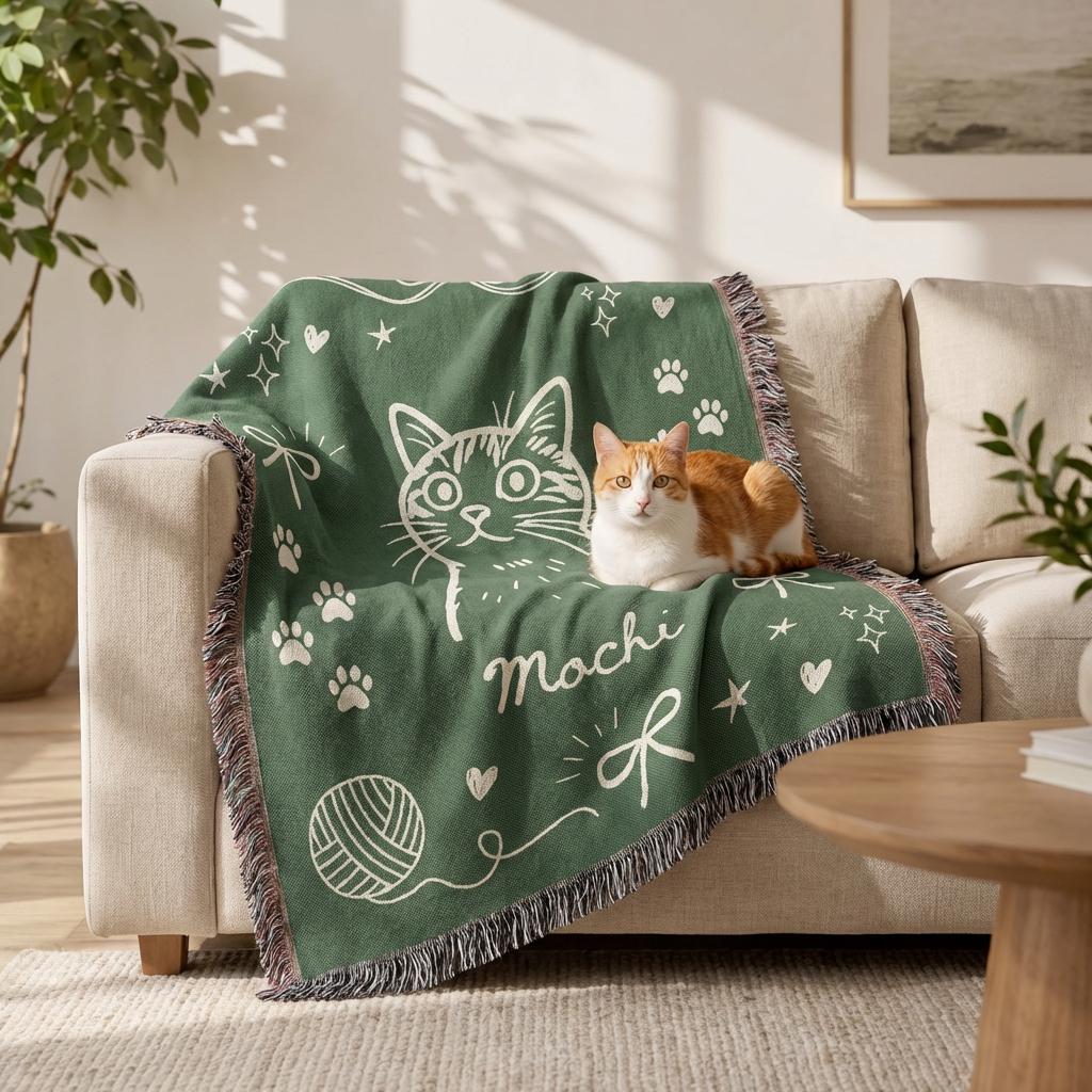Custom Pet Portrait Blanket