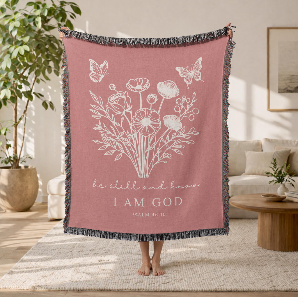 Floral Christian Blanket Be Still and Know I Am God Psalm 46:10 Faith Gift for Women Mom Grandma Scripture Throw Comfort Healing Gift