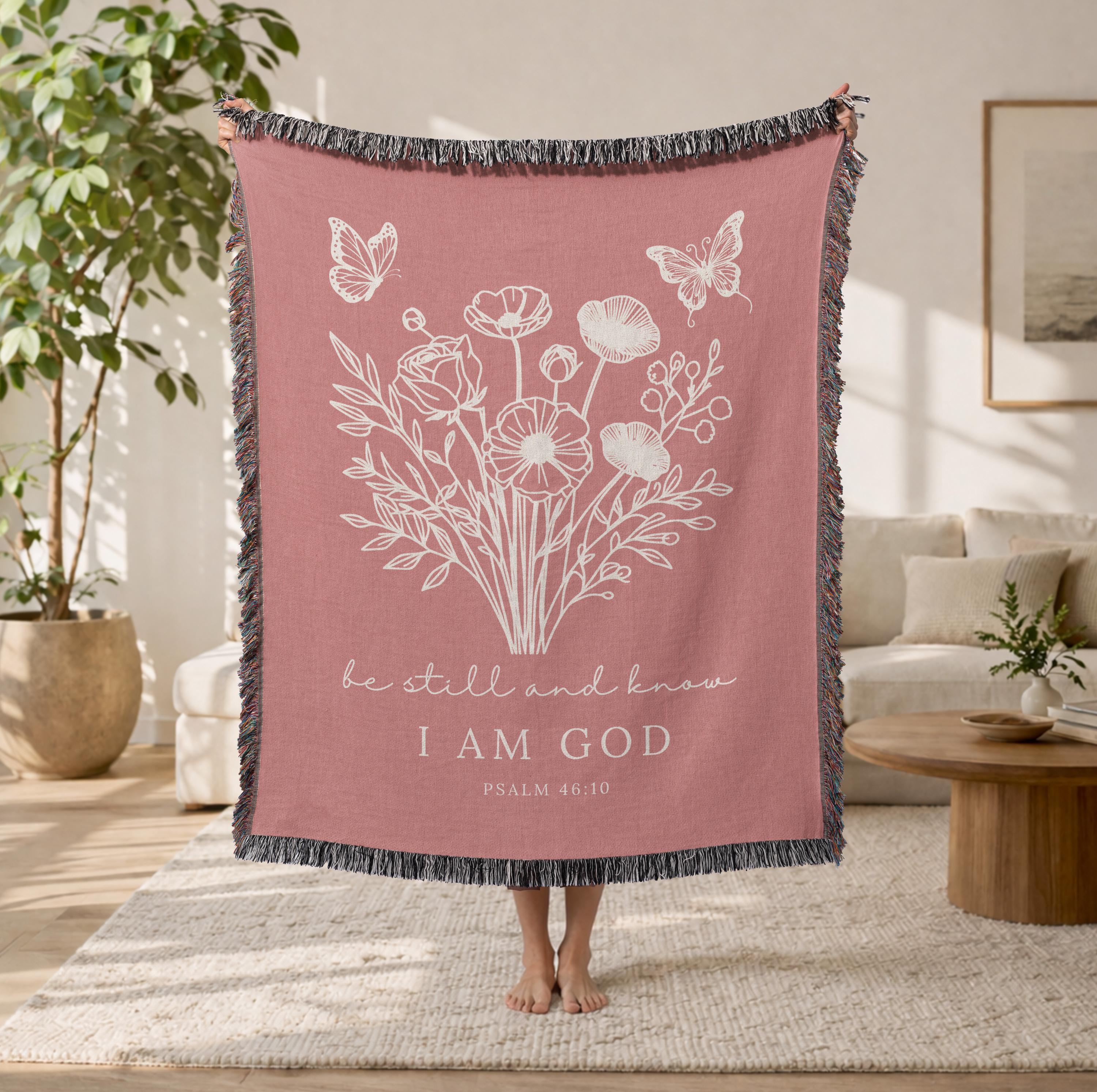 Floral Christian Blanket Be Still and Know I Am God Psalm 46:10 Faith Gift for Women Mom Grandma Scripture Throw Comfort Healing Gift