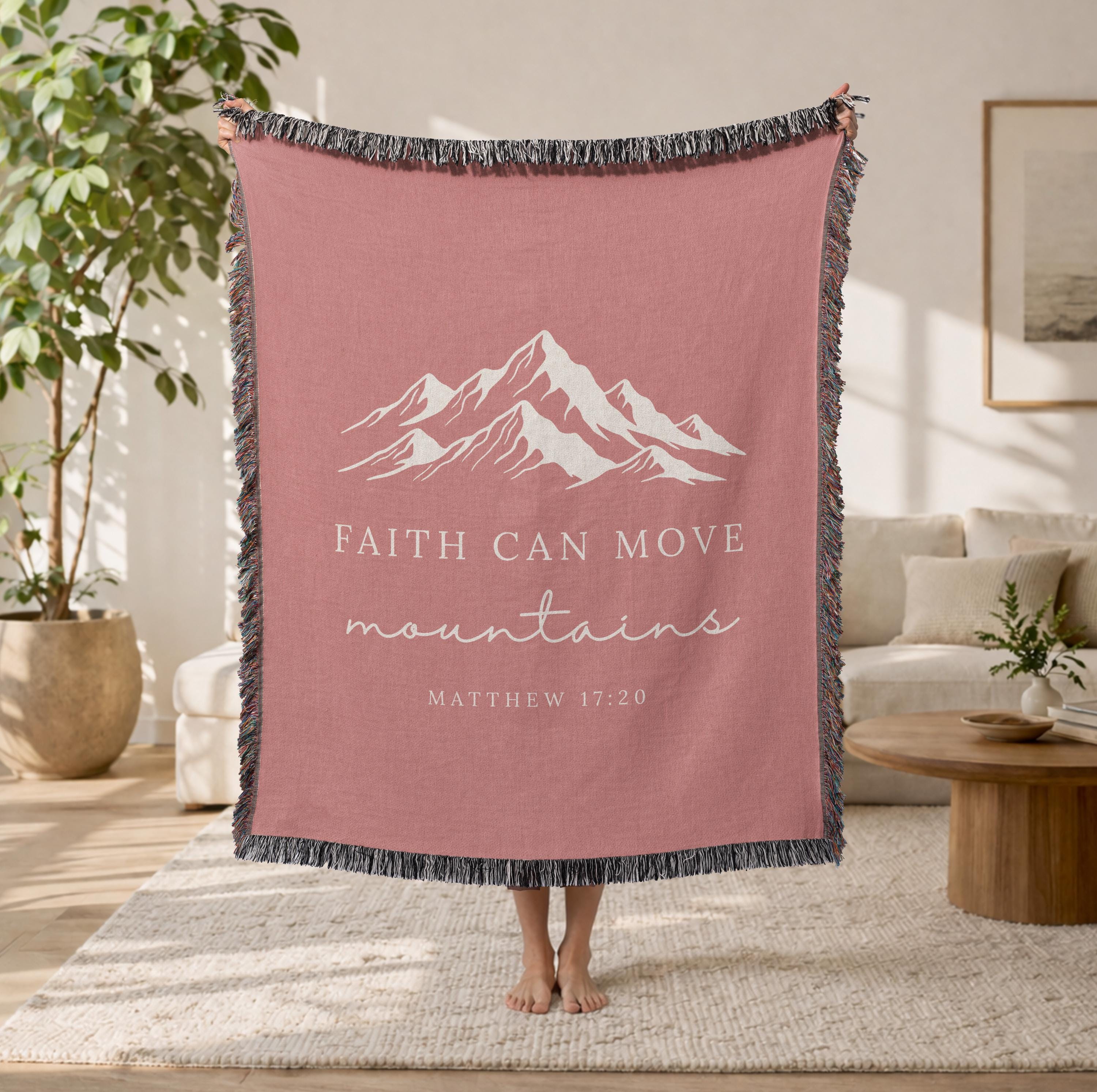 Faith Can Move Mountains Woven Blanket