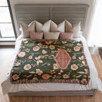 Personalized Moss Green Floral Blanket