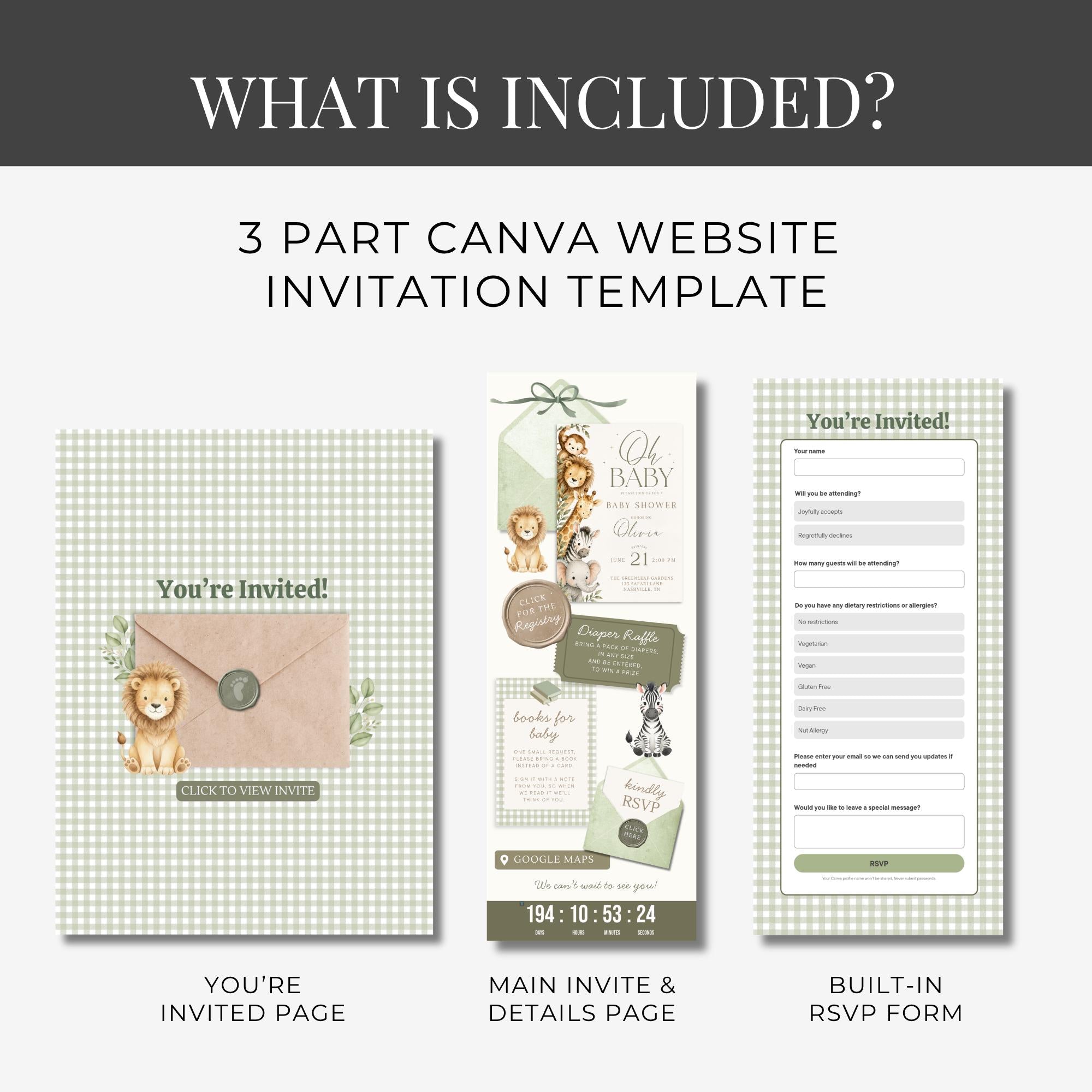 Safari Baby Shower Website Invitation