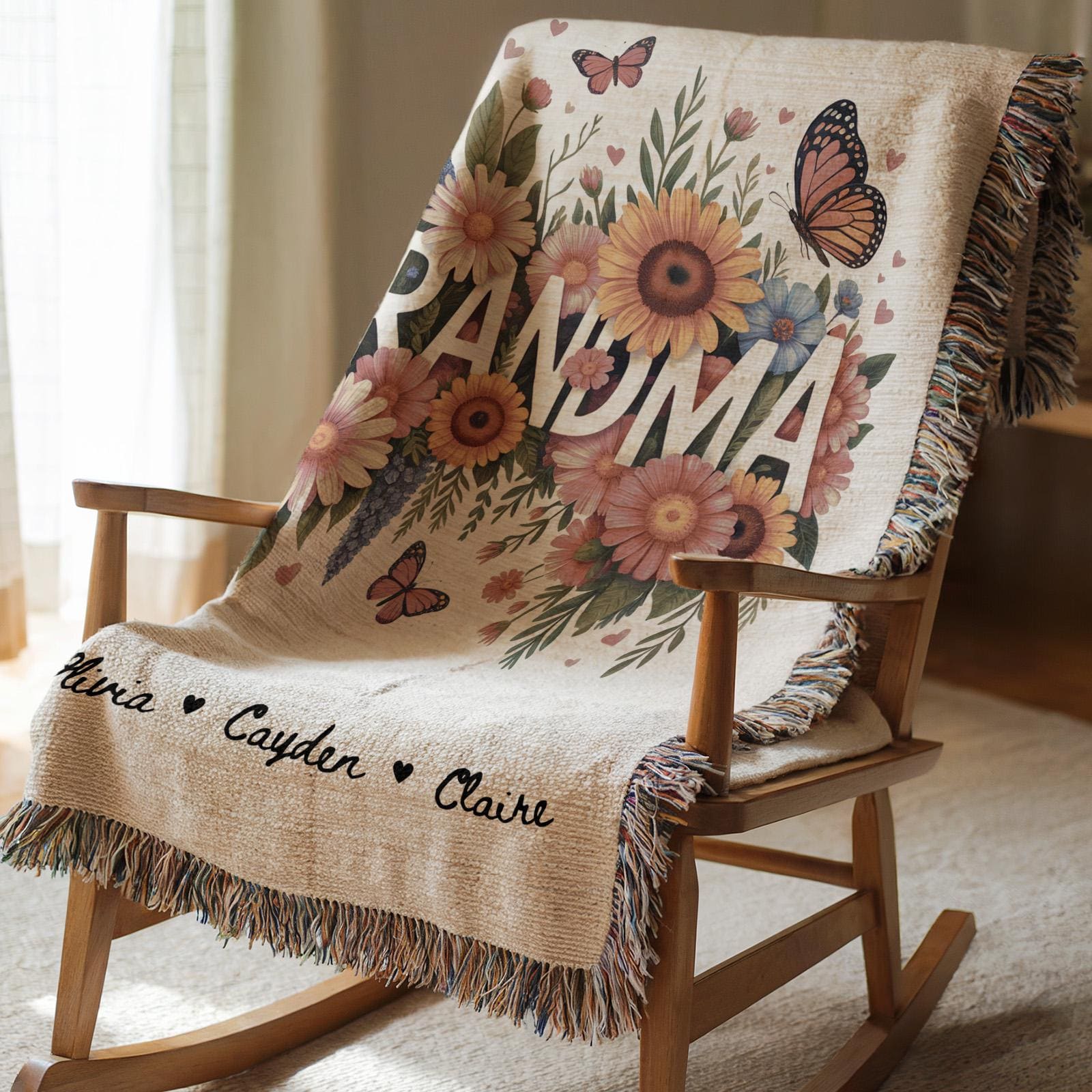 Personalized Grandma Blanket with Grandkids Names