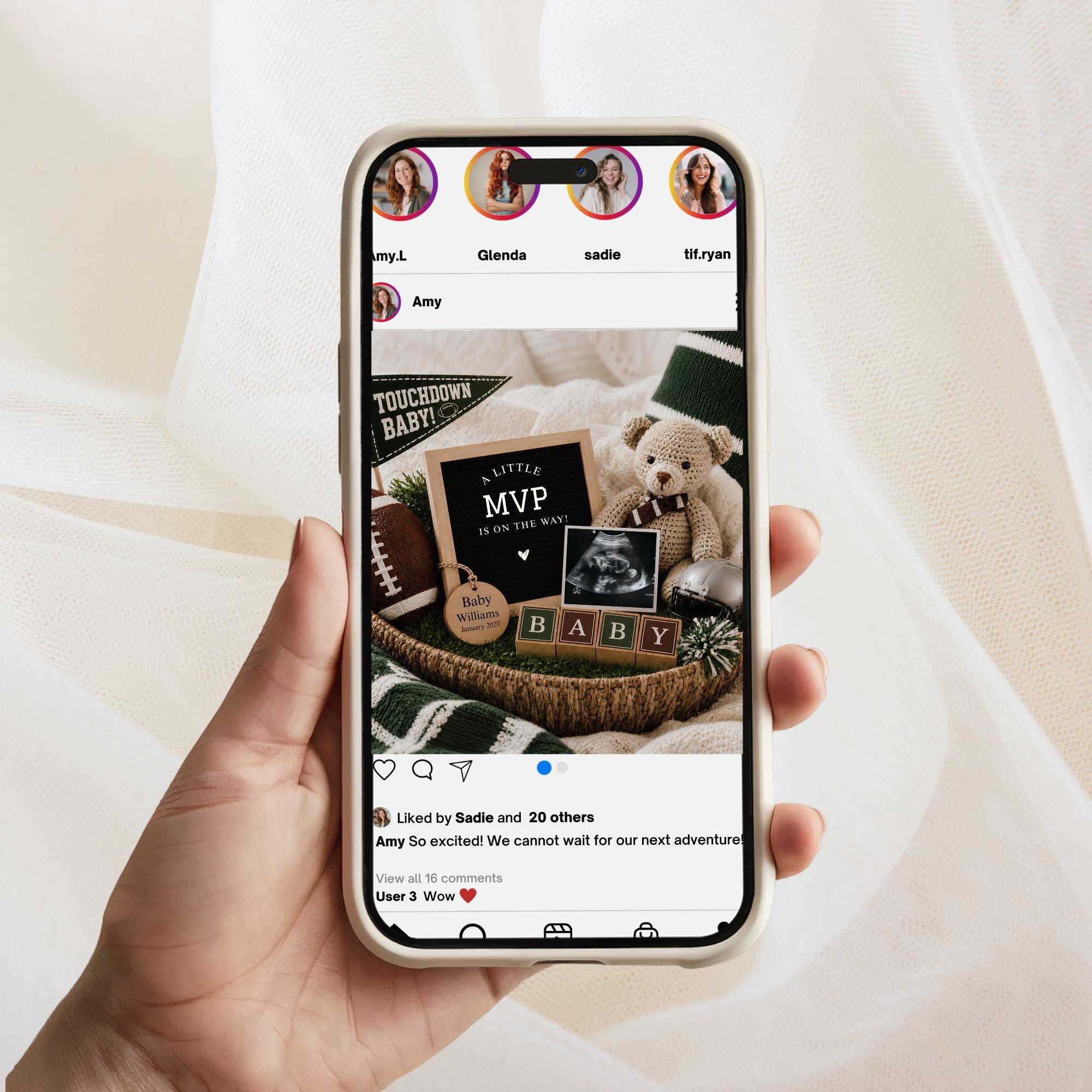 Digital Football Pregnancy Announcment Template