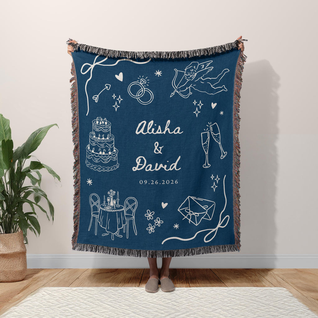 Wedding Doodle Blanket with Names