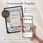 Digital Coastal Beach Pregnancy Announcment Template