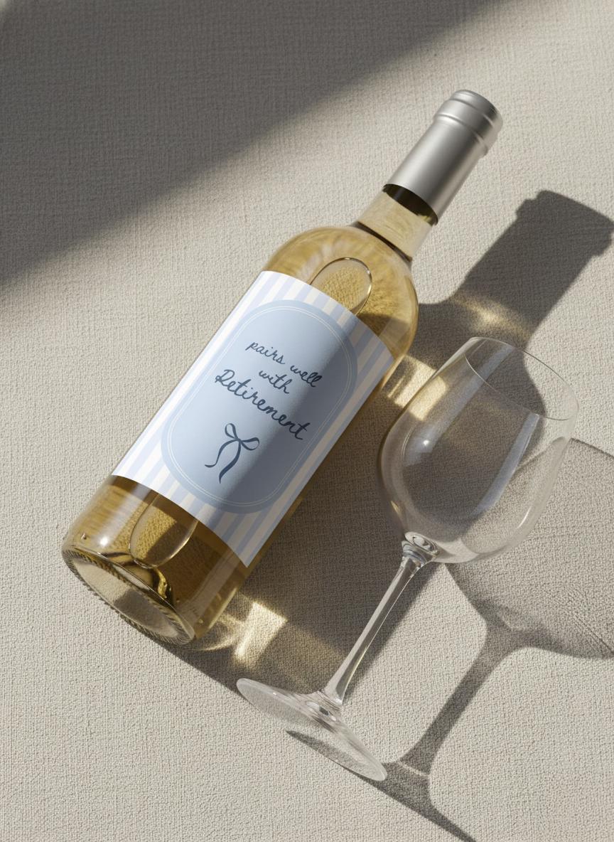 Pairs Well With Retirement Wine Label Template