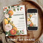 Floral Citrus Wedding Invitation Set