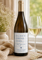 Gingham Pregnancy Announcement Wine Label Template