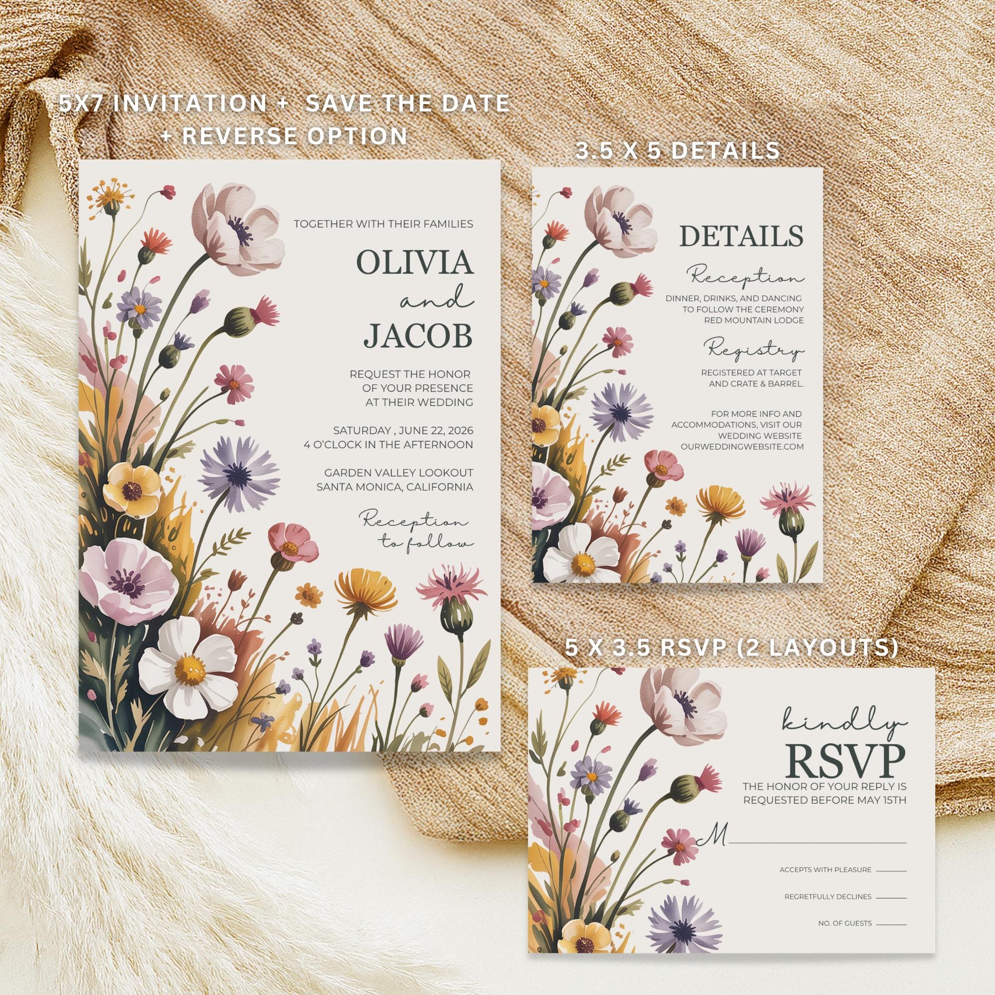 Wildflower Wedding Invitation Suite