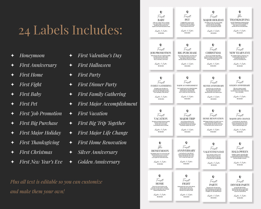Marriage Milestone Wine Bottle Labels