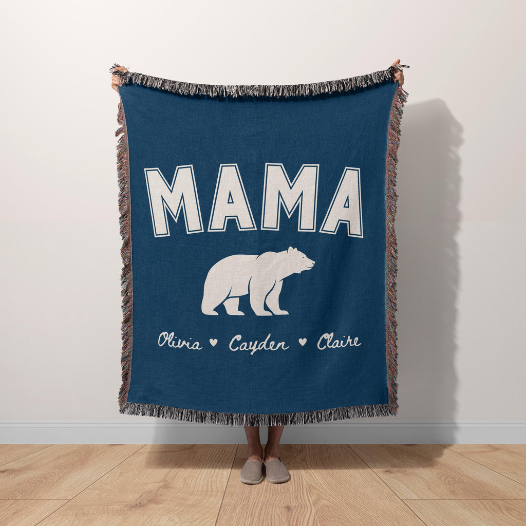 Personalized Mama Bear Woven Blanket