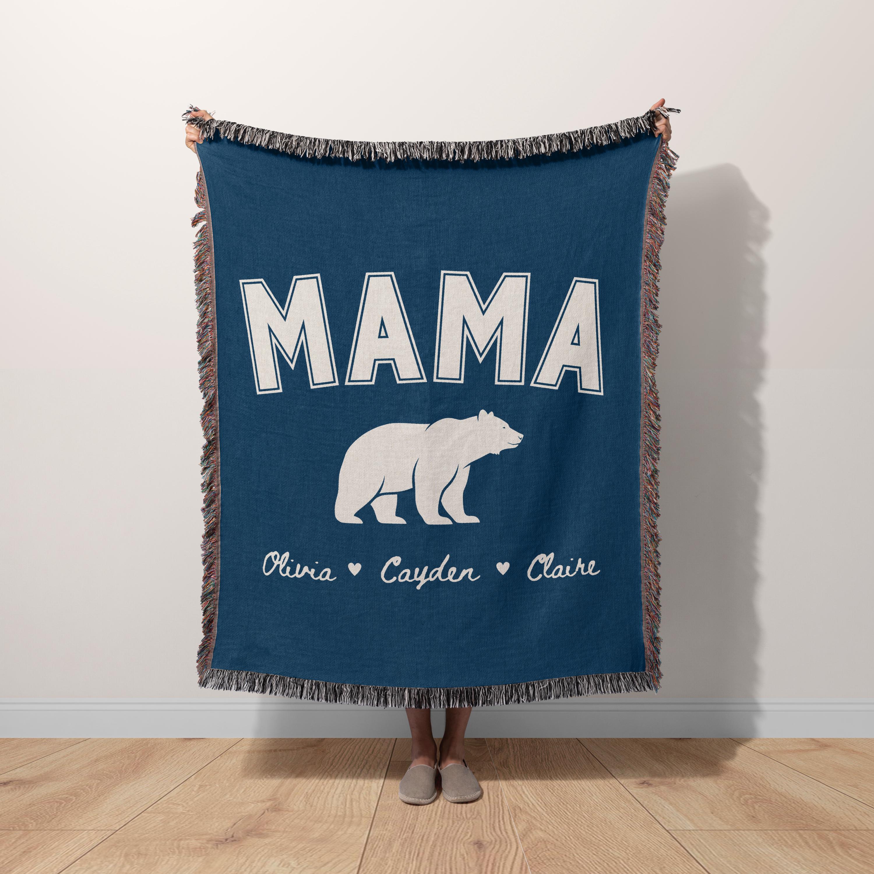 Personalized Mama Bear Woven Blanket
