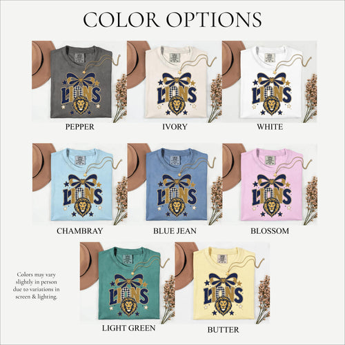 Coquette Faux Glitter Lions Mascot Shirt