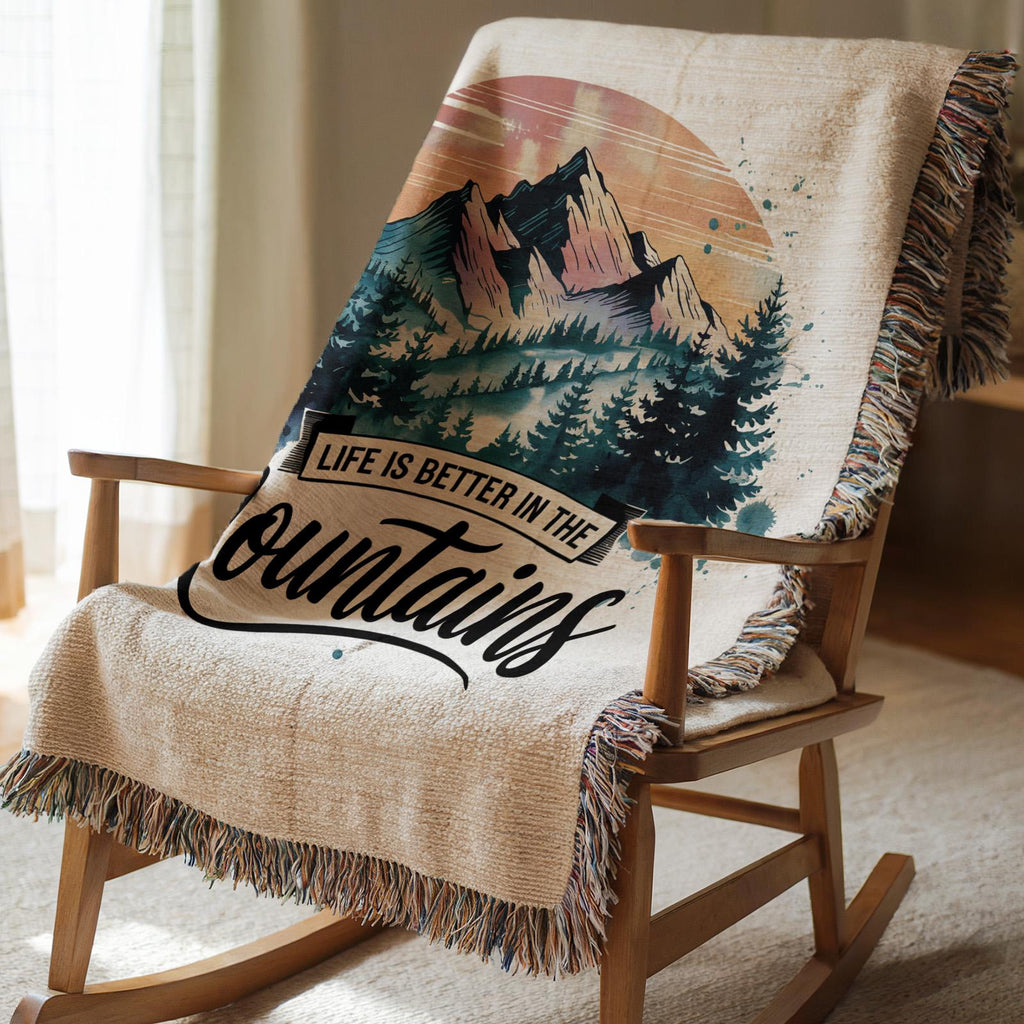 Life is Better in the Mountains Woven Blanket