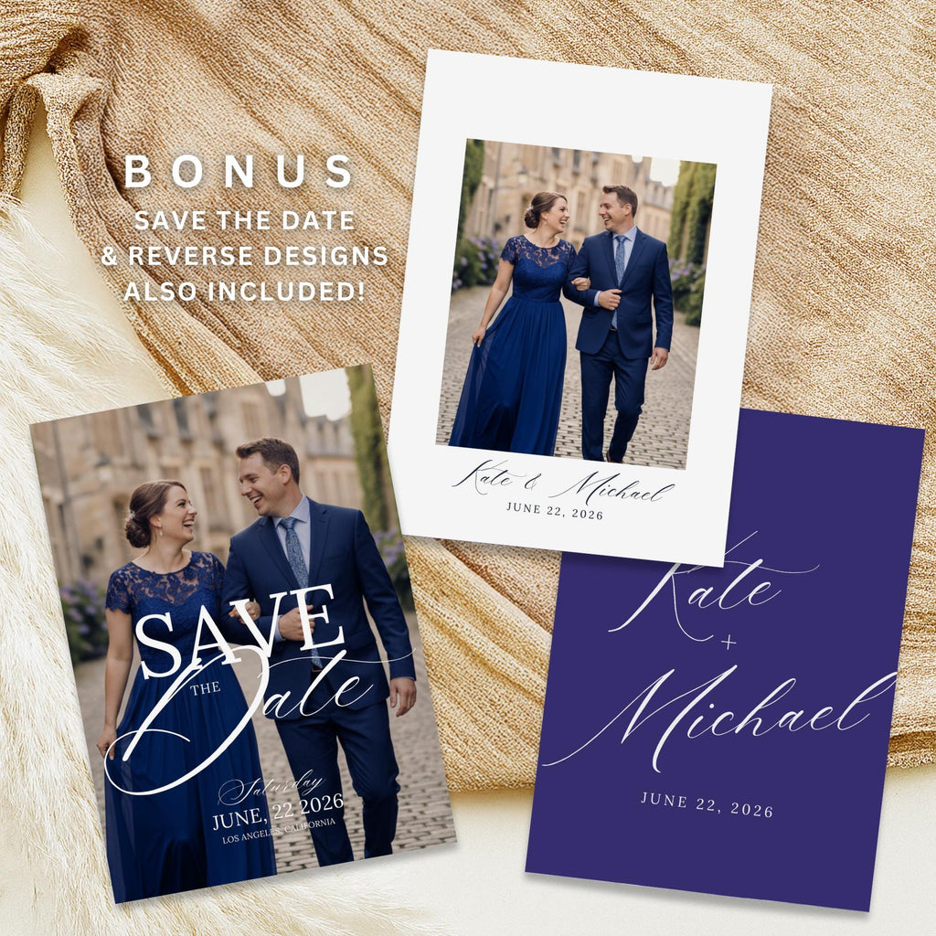 Navy Wedding Invitation Suite