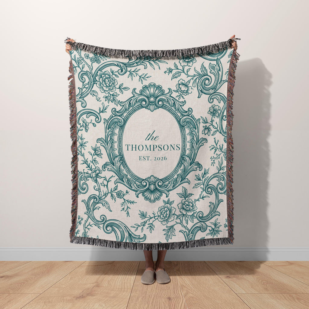 Personalized Toile Monogram Blanket
