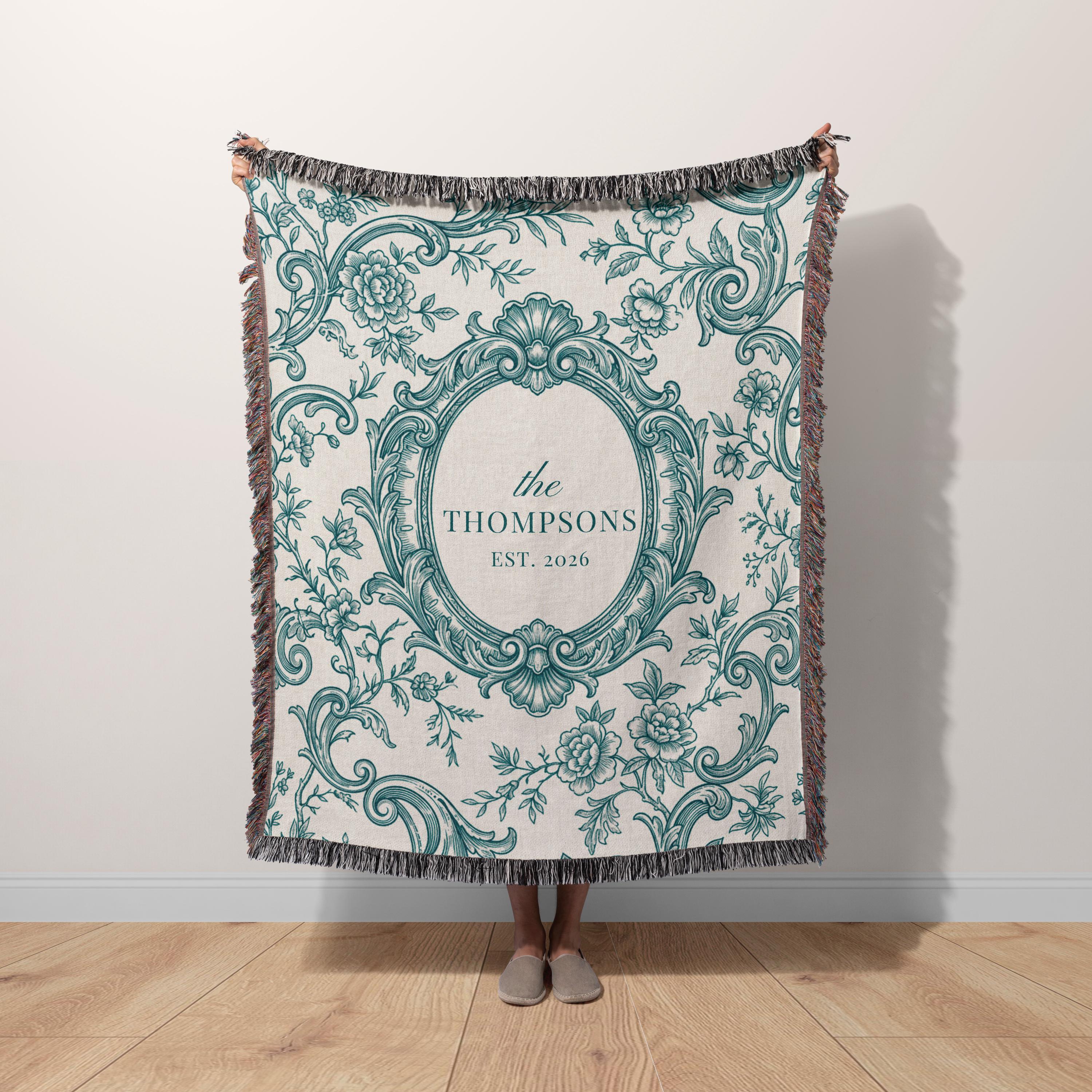 Personalized Toile Monogram Blanket