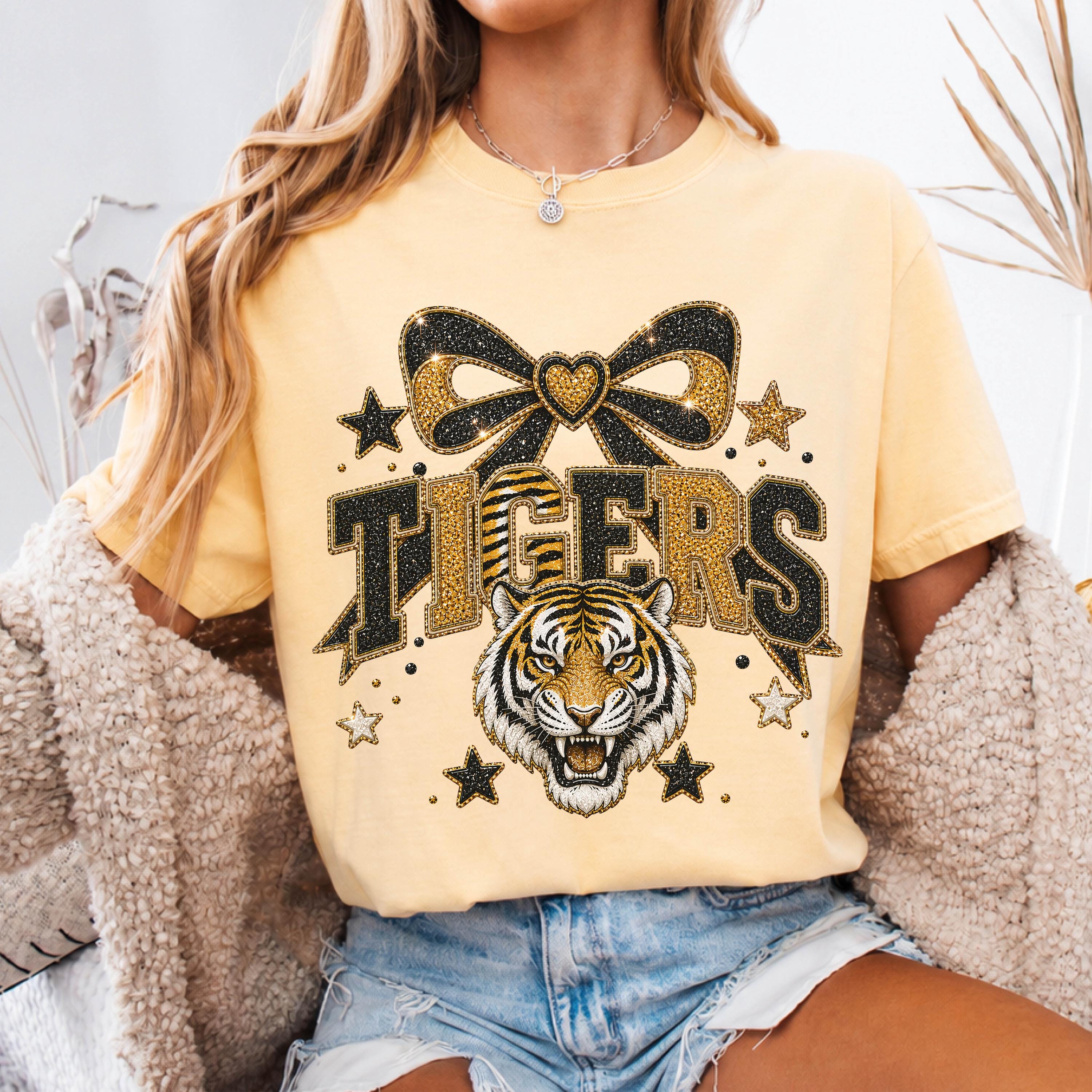 Faux Glitter Tigers Mascot Shirt