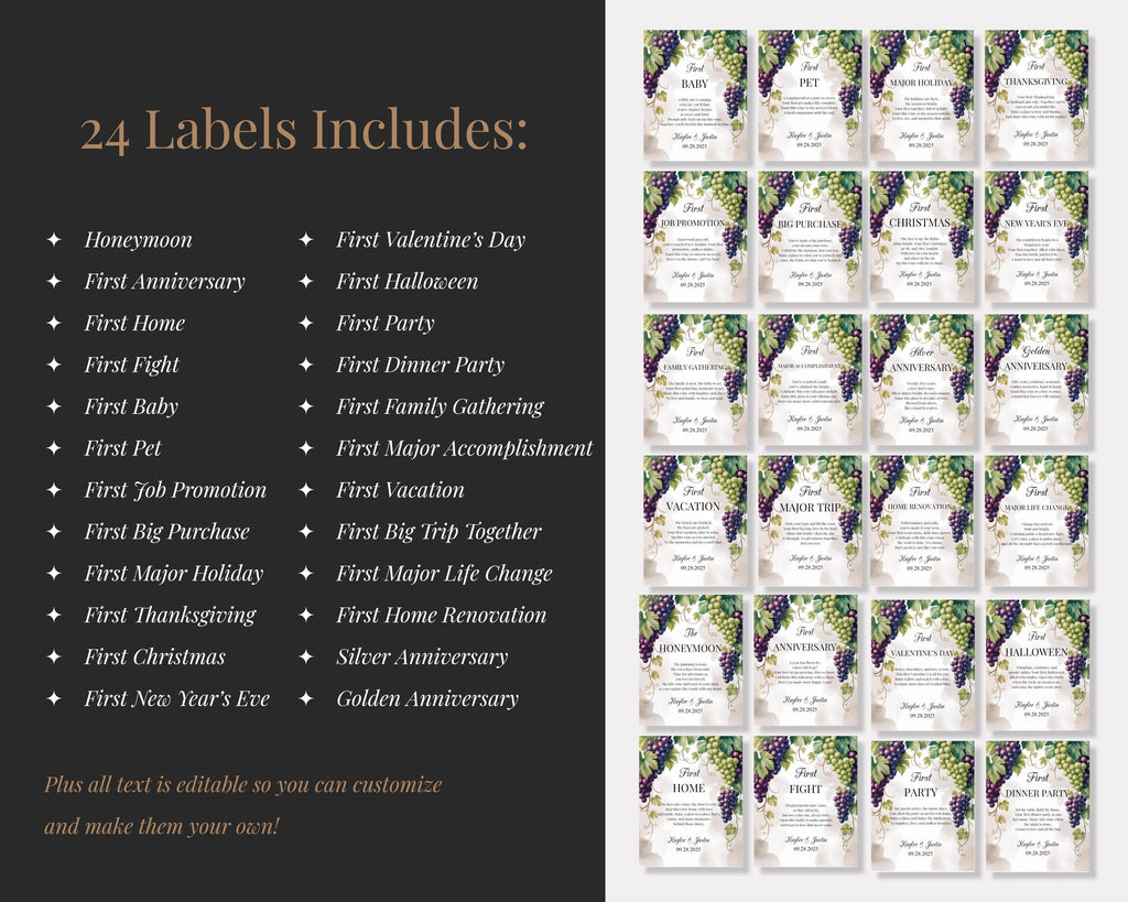 Wedding Wine Bottle Label Set