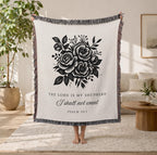 Christian Floral Blanket Psalm 23:1 The Lord Is My Shepherd Faith Gift for Women Mom Grandma Scripture Throw Comfort Encouragement Gift