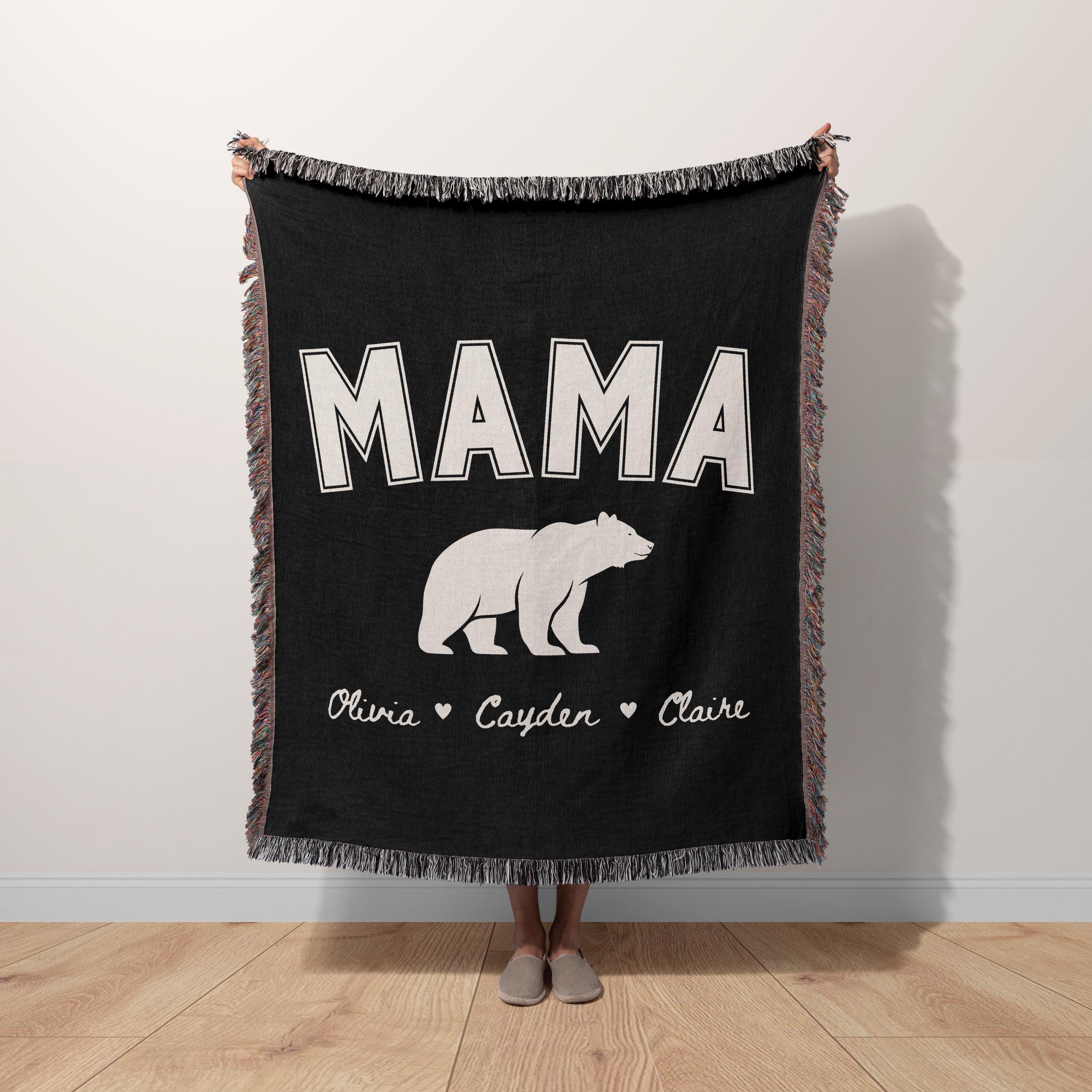 Personalized Mama Bear Woven Blanket