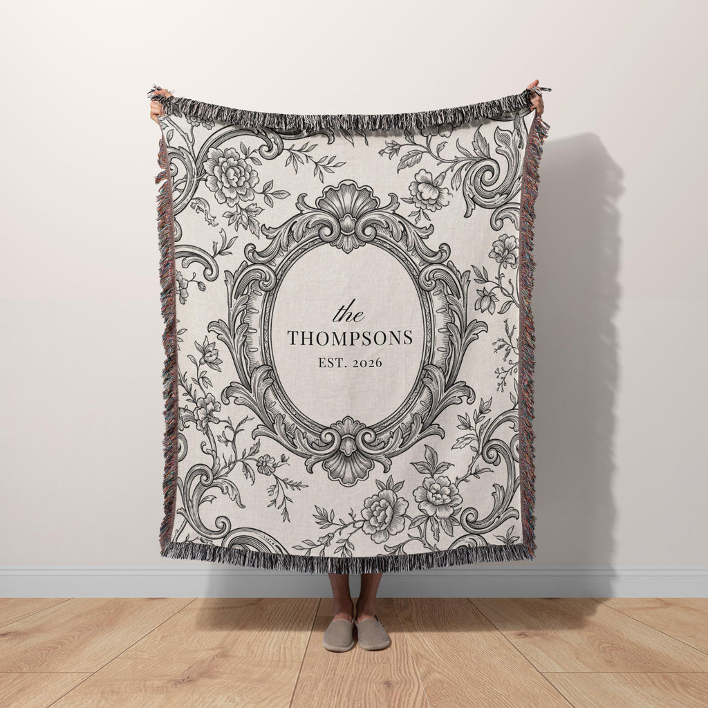 Personalized Toile Monogram Blanket