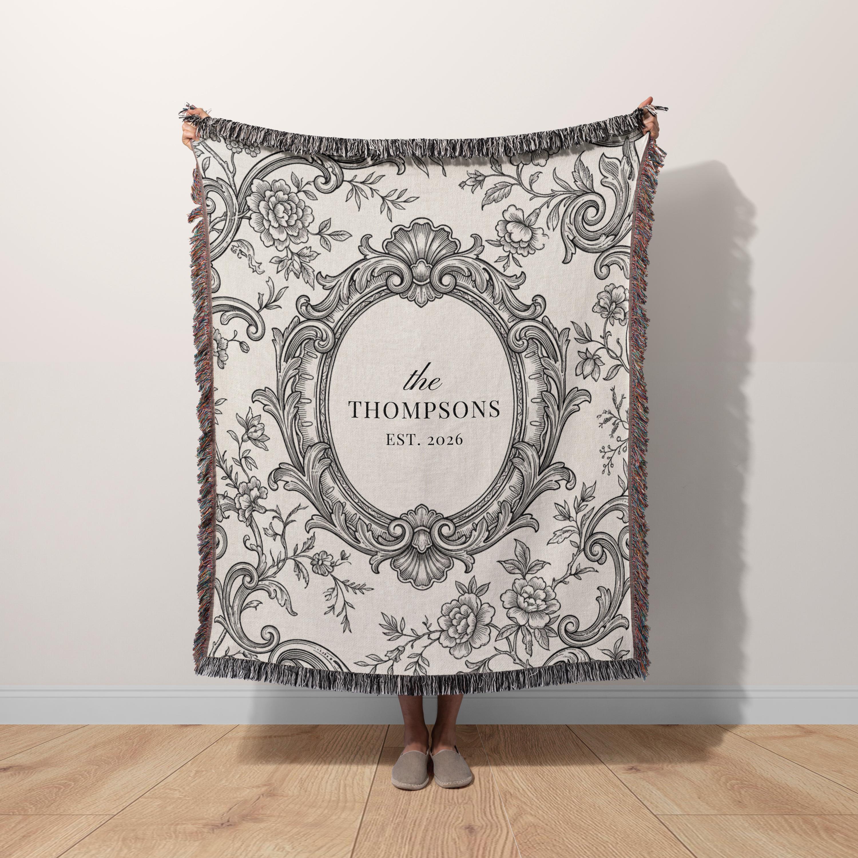 Personalized Toile Monogram Blanket