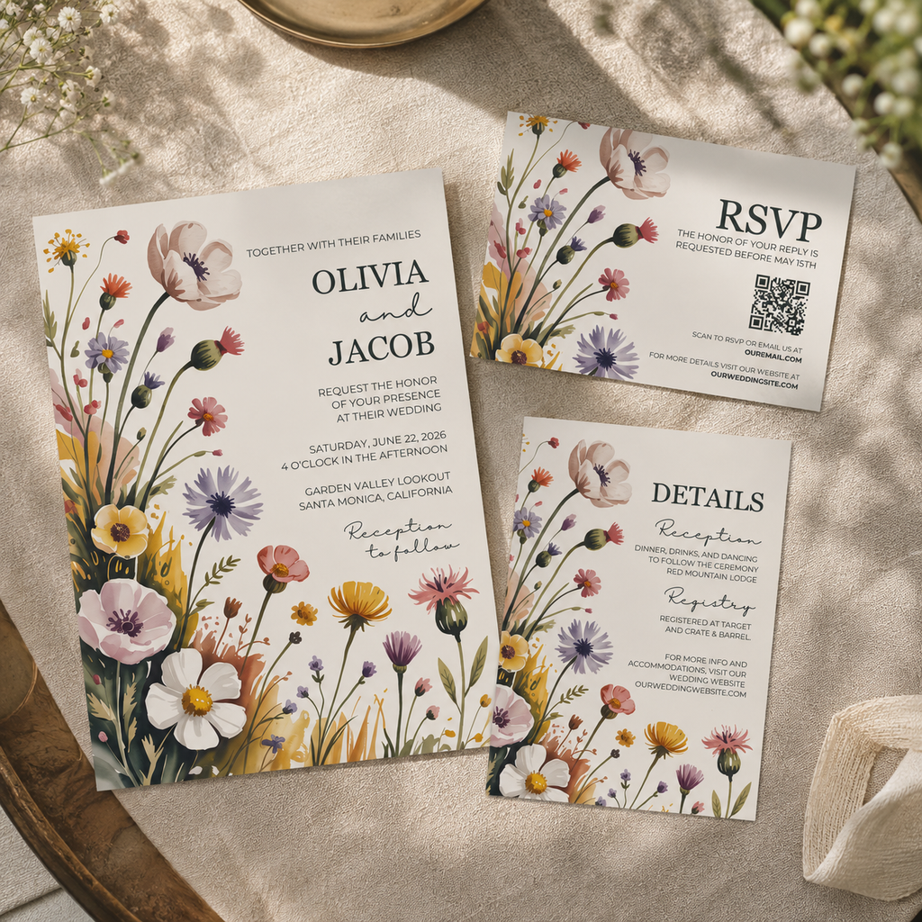 Wildflower Wedding Invitation Suite