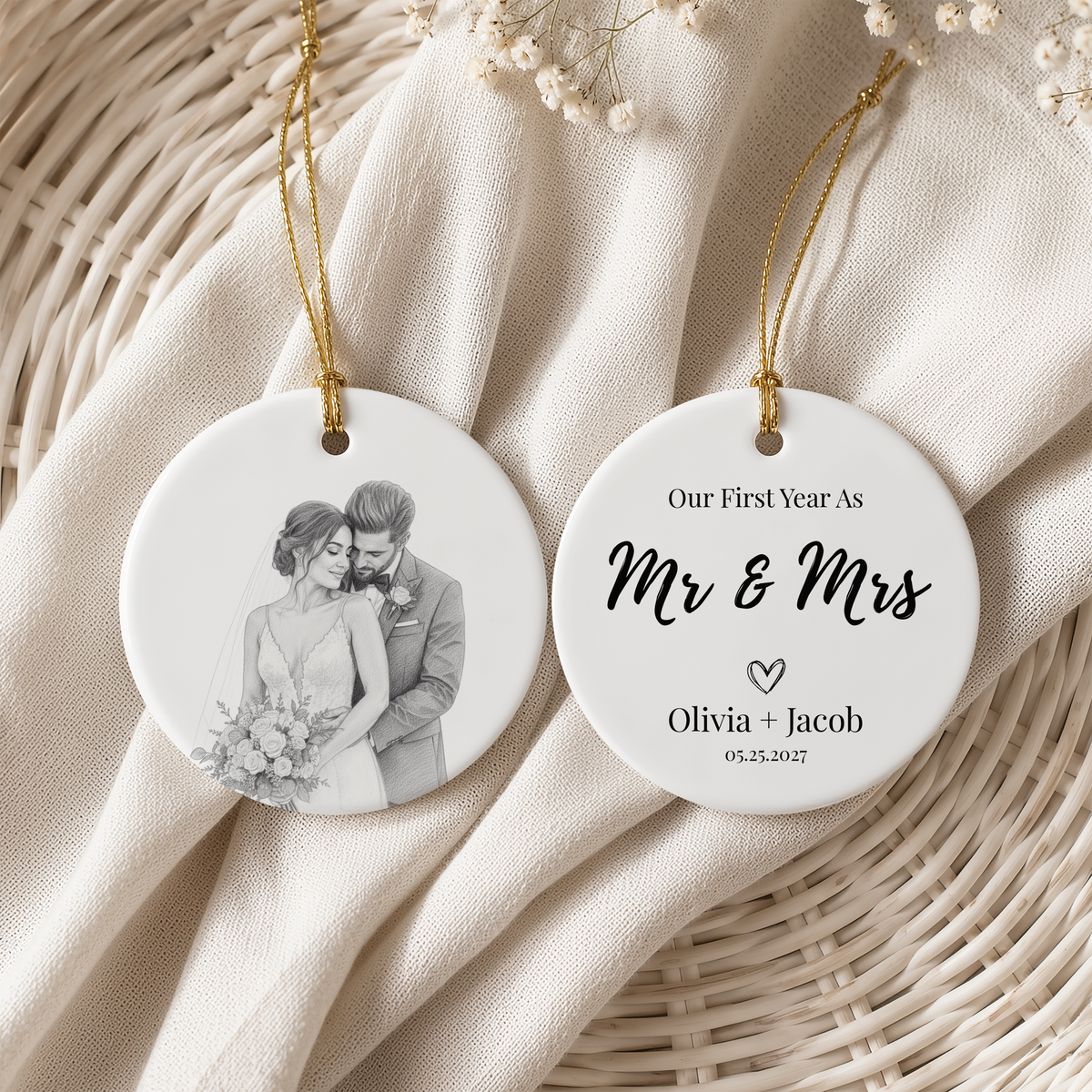 Personalized Wedding Portrait Ornament