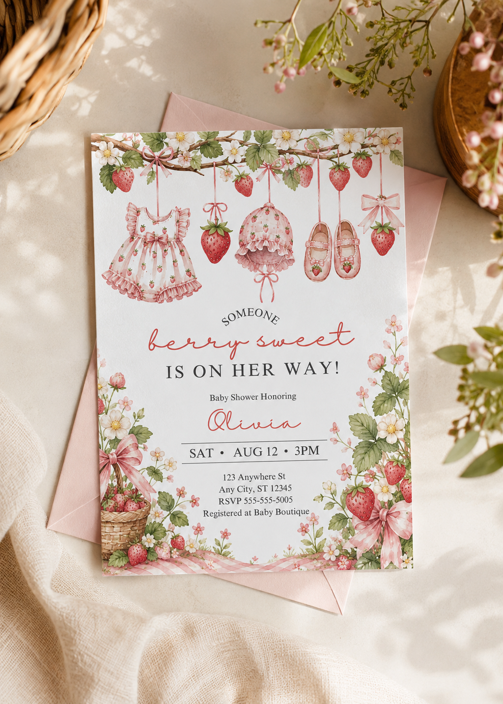 Strawberry Baby Shower Invitation
